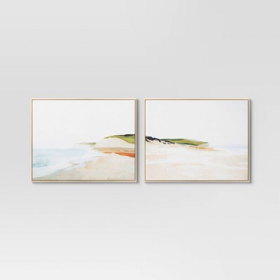 (Set of 2) 24" x 30" Beach Landscape Framed Wall Canvas - Threshold™