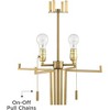 Possini Euro Design Palisade Modern Floor Lamp with Riser 69 1/2" Tall Satin Brass Metal Trimmed Fabric Drum Shade for Living Room Bedroom Office Home - 3 of 4