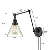 Claxy Black Swing Arm Plug-in Wall Light with Bell Clear Glass Shade - 3 of 4