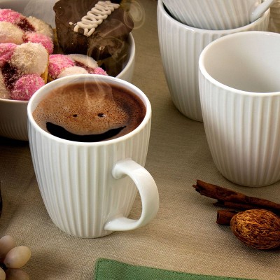 Elama Elle 12-Piece White Ceramic Round Beverage Mug Set