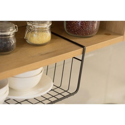Basicwise Hanging Under Shelf Metal Storage Basket, Set of 2