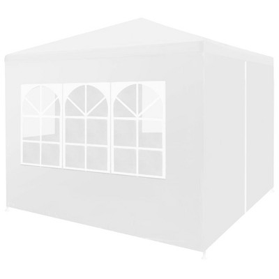 vidaXL Outdoor Party Tent - 9'10"x9'10" UV & Water Resistant White Garden Marquee with Steel Frame, Decorative Windows & Zippered Entrance