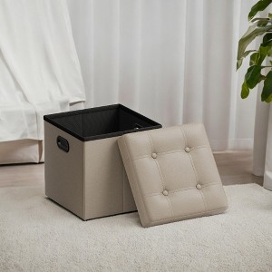 15" Ottoman with Storage, Folding Footstool, Storage Ottoman Bench, Cube Storage Chest Bedroom Bench with Storage 660 lb Load Capacity - 1 of 4