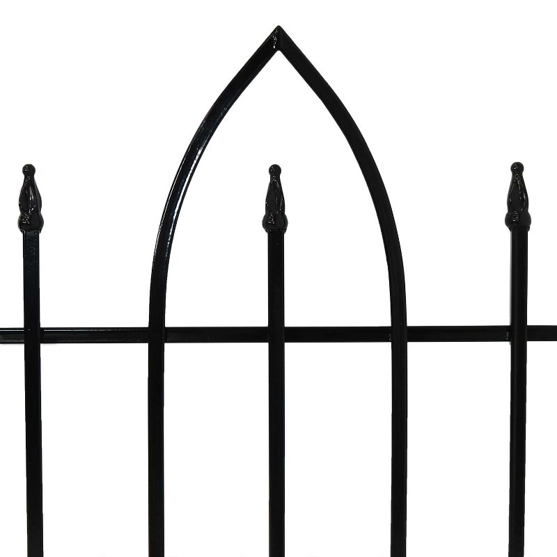 Sunnydaze Outdoor Lawn and Garden Metal Gothic Arch Style Decorative Border Fence Panel Set - 6' - Black - 2pk, 4 of 10