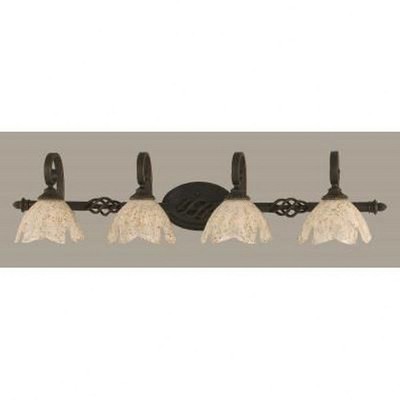 Toltec Lighting Elegante 4 - Light Vanity in  Dark Granite with 7" Gold Ice Shade