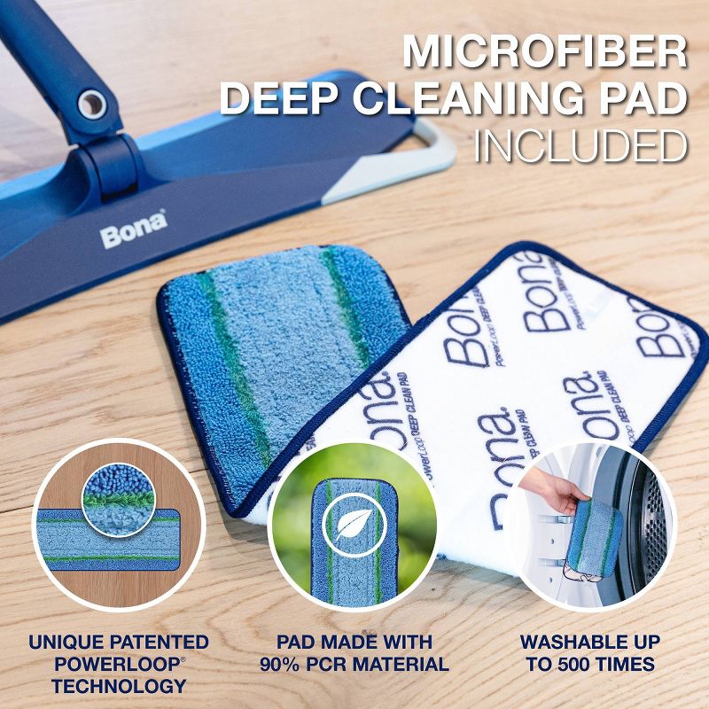 Bona Pet Floor Mop Starter Kit - 2 in 1 Wet + Dry Floor Sweeping + Mopping - 1 Mop, 1 Reusable Sweeping Pad, 1 Reusable Mopping Pad, 5 of 12