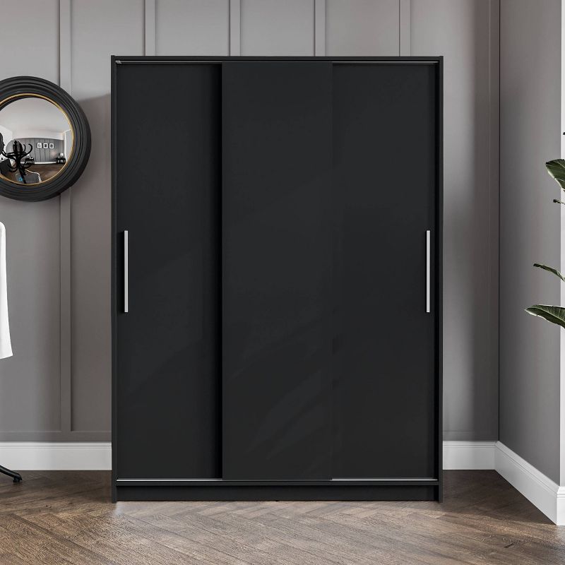 Denmark 3 Sliding Doors Clothing Armoire Black - Polifurniture, 1 of 10