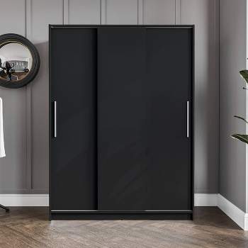 Denmark 3 Sliding Doors Clothing Armoire Black - Polifurniture
