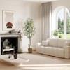 Tall Faux Olive Tree，5/6/7ft（60/72/84in） Tall Faux Olive Tree with White Planter and Green Fake Moss , 1 o r 2 Pack - 3 of 4