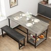 Jojoka Dining Table Set for 4 with Storage Drawers & Rack & Upholstered Benches for Dining Room, Kitchen - 3 of 4