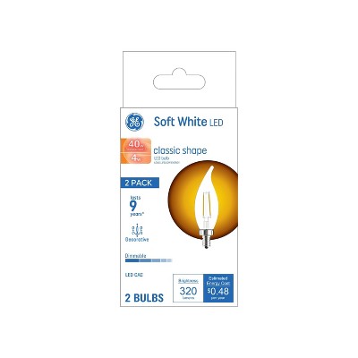 GE 2pk 40W Soft White LED CAC Decorative Light Bulbs