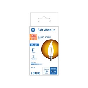 GE 2pk 40W Soft White LED CAC Decorative Light Bulbs - 1 of 4
