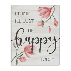 Stupell Industries Floral Just Be Happy Inspirational Canvas Art - 1 of 4