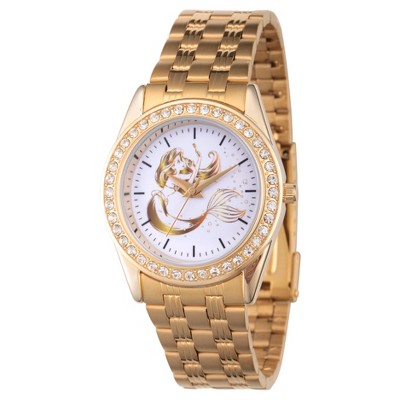 Women's Disney Princess Ariel Gold Alloy Glitz Watch - Gold