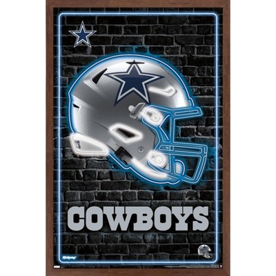 Trends International Nfl Dallas Cowboys - Neon Helmet 23 Framed Wall Poster  Prints Mahogany Framed Version 22.375' X 34' : Target