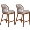 Counter Height Bar Stools Set of 2, Rattan Woven Barstools with Back and Arms - 3 of 4