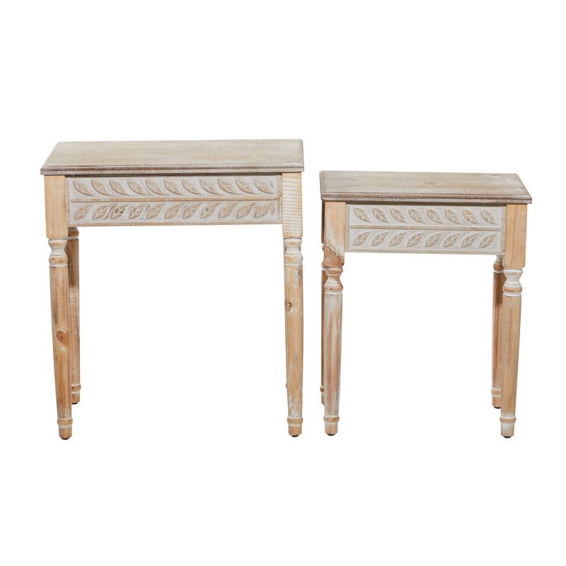 Set of 2 Farmhouse Wood Accent Tables Light Brown - Olivia &#38; May, 5 of 6
