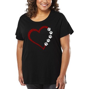 LA Pop Art Meow Heart - Women's Word Art T-Shirt - 1 of 4