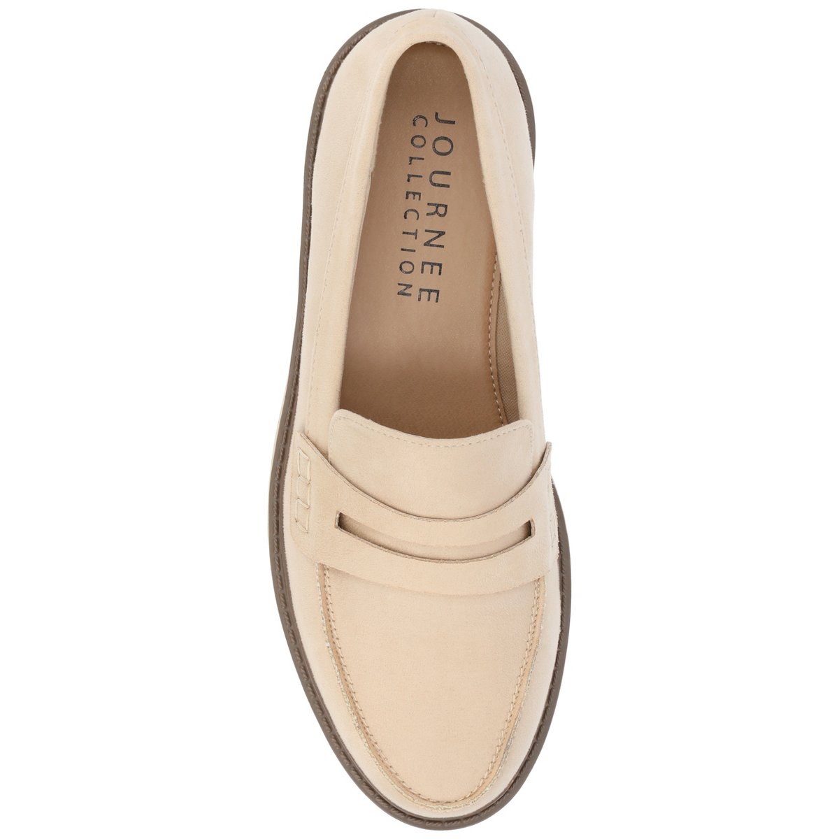 Женские туфли Journee Collection Women's Kenly Medium and Wide Width Slip On Round Toe Loafer Flats, Sand 8W — фото 4