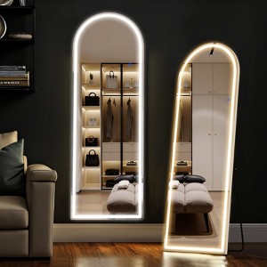 IULULU Full-Length Mirror with LEDs, Aluminum Frame, 3-Color Dimmable Light for Bedroom - 1 of 4