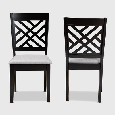 Espresso & Gray Upholstered Parsons High-Back Side Chair