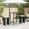 vidaXL Garden Bar Stool Set of 2 Black Poly Rattan, Powder-Coated Steel - 2 of 4