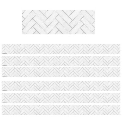 Teacher Created Resources® Modern Farmhouse White Herringbone Straight Border Trim, 35 Feet, 6 Packs