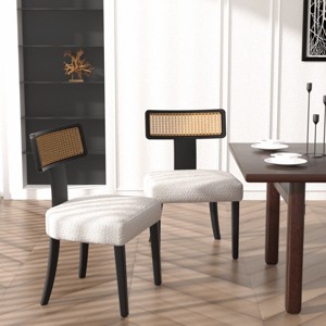Set of 2 Armless Dining Chairs with Wood Frame, Beige Upholstered Accent Side Chairs for Dining Room or Kitchen Seating-Maison Boucle - 1 of 4
