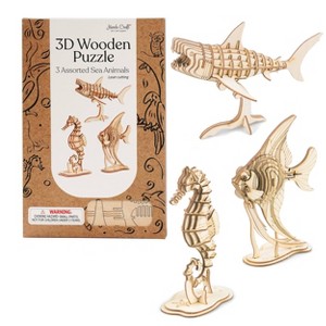 3ct Modern Wooden Puzzle Sea Animals Set - Hands Craft: Wooden Craft Kits for Ages 12+, Includes Instructions - 1 of 4