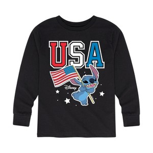 Boys' - Lilo and Stitch - USA Stitch Long Sleeve Graphic T-Shirt - 1 of 4