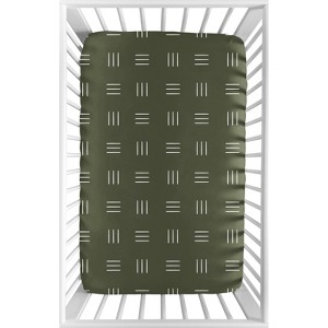 Sweet Jojo Designs Boy or Girl Gender Neutral Unisex Baby Fitted Mini Crib Sheet Jungle Animals Collection Green and White - 1 of 4