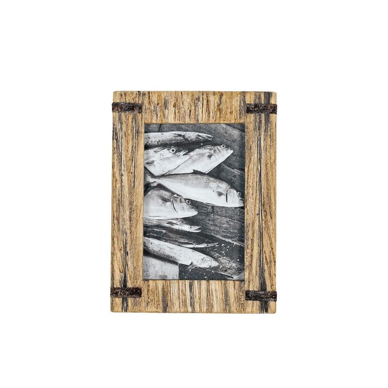 4x6 Inch Driftwood with Rivets Picture Frame Natural Wood, MDF, Metal & Glass by Foreside Home & Garden, 1 of 8