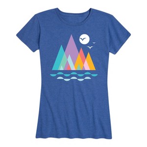 Women's - Instant Message - Colorful Geometric Mountains Short Sleeve Graphic T-Shirt - 1 of 4