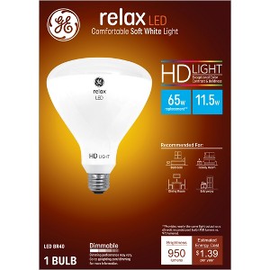 GE 65W Relax BR30 LED Indoor Floodlight Bulbs Soft White: Dimmable BR40, 950 Lumens, E26 Base, 2700K, 13.7-Year Life - 1 of 4