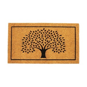 LunaLulinlk Indoor Outdoor Mats for Door Decor Tree Print with Border Beige & Black 30x17 inch - 1 of 4