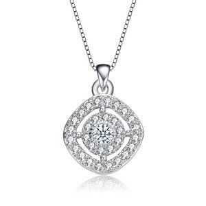 Classy cubic zirconia square pendant necklace, crafted to a perfection for a touch of timeless eelgance and sophistication - 1 of 3