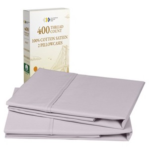 Set of 2 Pillowcases - 400 Thread Count, 100% Cotton Sateen, Soft, Cooling and Breathable by California Design Den - 1 of 4