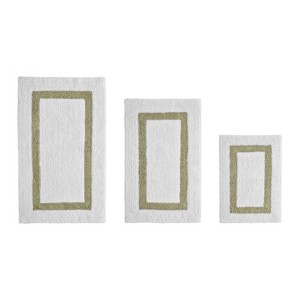 Hotel 3 PC Bath Rug 100% Premium Cotton Tufted Weave Two Tone Reversible Bathroom Rug, Super Soft Absorbent, Machine Washable Bath Mat - 1 of 4