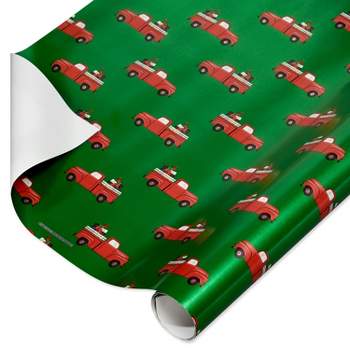 20 sq ft Red Truck Foil Christmas Wrapping Paper