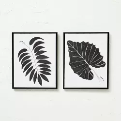 (Set of 2) 16" x 20" Leaf Duo Framed Canvases Black - Opalhouse™ designed with Jungalow™