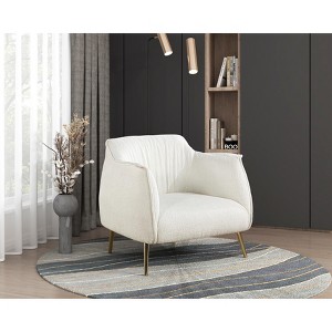 Luxury Furniture 1pc Accent Chair White Beautiful Boucle Upholstery Gold Finish Metal Legs Elegant Look - 1 of 4