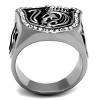 Slickblue Men’s Skull Ring with Crown on Shield Top, Polished Stainless Steel with Synthetic Crystal Accents, Sizes 8–13 - 3 of 4