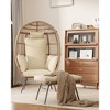 Patio Egg Chair Outdoor with Ottoman - Wicker Egg Chair Oversized Patio Lounge Chairs with Cushions - 2 of 4