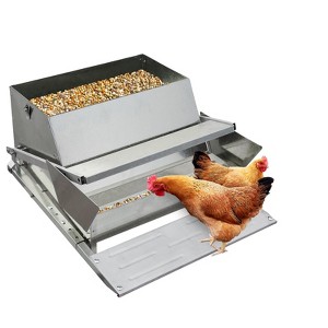 Chicken Feeder, Automatic 27 LB Galvanized Steel - Treadle, Rat Proof, No Waste, Feeds 10 Chickens for 11 Days, Suits Duck, Bantams, Pheasants - 1 of 4