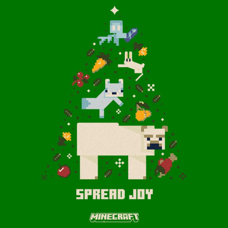 Men's Minecraft Spread Joy Christmas Tree T-Shirt, 2 of 6