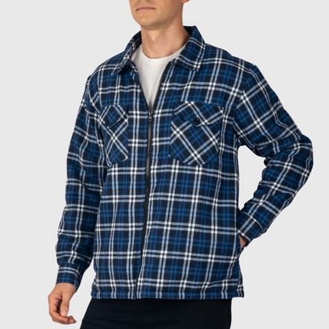 Мужские куртки Alpine Swiss Mens Felix Fleece Lined Flannel Jacket Heavyweight Zip-Up Plaid Shirt Shacket Warm Winter Outerwear BLGY MED