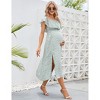 Coolmee Women's Summer Maternity Maxi Dress Off Shoulder Split A Line Casual Long Sundress for Babyshower - 3 of 4