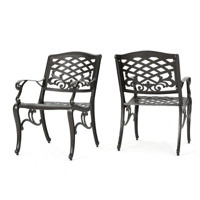 NicBex Set of 2 Outdoor Dining Chair,Patio Dining Chairs with Traditional Design,Aluminum Chairs Suitable for Patio,Garden,Bronze/Black