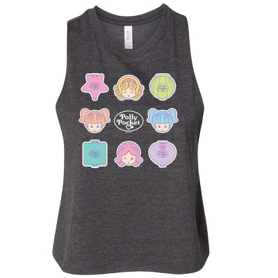 Women's Polly Pocket Polly Pocket Grid Graphic Racerback Tank - Heather Charcoal - Small
