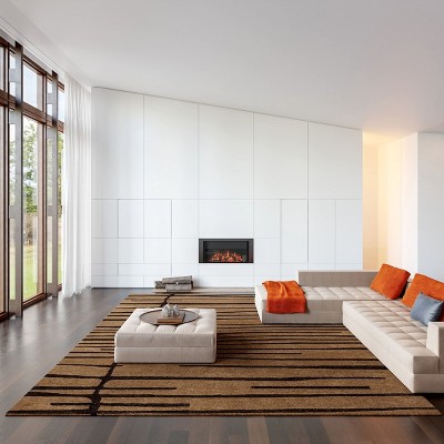 Handmade Brown Striped Wool Rectangular 4' x 6' Area Rug